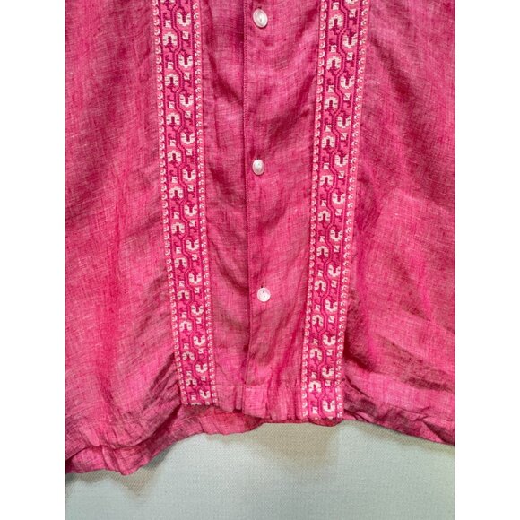 Lands' End Men's Linen Camp Collar Short Sleeve Shirt Sz XL Pink Traditional Fit - Picture 7 of 12